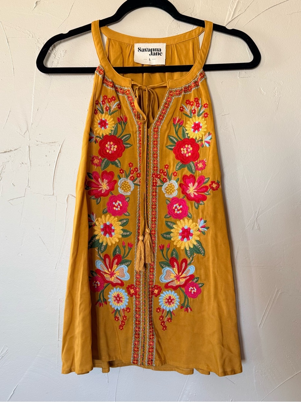 Savanna Jane Embroidered sleeves Peasant Top boho Gypsy festival